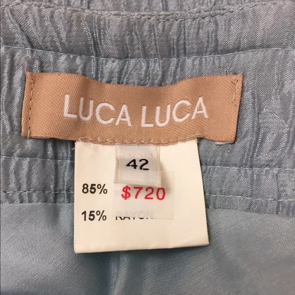 LUCA LUCA Floral Textured Blue Silk Full Skirt - Picture 6 of 7